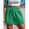 imageCUPSHE Women Swim Cover Up Shorts 100 Cotton Casual Beach Shorts with Side PocketsGreen