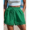 imageCUPSHE Women Swim Cover Up Shorts 100 Cotton Casual Beach Shorts with Side PocketsGreen