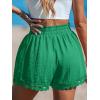 imageCUPSHE Women Swim Cover Up Shorts 100 Cotton Casual Beach Shorts with Side PocketsGreen