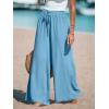 imageCUPSHE Women Wide Leg Pants High Waisted Trousers Linen Palazzo Lounge Beach Cover Ups Flowy PantsBlue Light