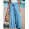 imageCUPSHE Women Wide Leg Pants High Waisted Trousers Linen Palazzo Lounge Beach Cover Ups Flowy PantsBlue Light