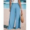 imageCUPSHE Women Wide Leg Pants High Waisted Trousers Linen Palazzo Lounge Beach Cover Ups Flowy PantsBlue Light