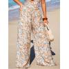 imageCUPSHE Women Wide Leg Pants High Waisted Trousers Linen Palazzo Lounge Beach Cover Ups Flowy PantsFloral Orange
