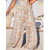 imageCUPSHE Women Wide Leg Pants High Waisted Trousers Linen Palazzo Lounge Beach Cover Ups Flowy PantsFloral Orange