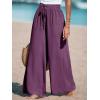imageCUPSHE Women Wide Leg Pants High Waisted Trousers Linen Palazzo Lounge Beach Cover Ups Flowy PantsPurple