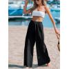 imageCUPSHE Womens Beach Pants Flowy Wide Leg Cover Up High Waist Smocked Swimwear Cover UpsBlack