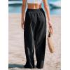 imageCUPSHE Womens Beach Pants Flowy Wide Leg Cover Up High Waist Smocked Swimwear Cover UpsBlack