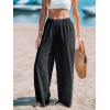 imageCUPSHE Womens Beach Pants Flowy Wide Leg Cover Up High Waist Smocked Swimwear Cover UpsBlack