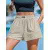 imageCUPSHE Womens Casual Shorts Cotton High Rise Beach Cover Ups Summer Shorts with PocketsBbeige