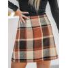 imageCUPSHE Womens High Waist Plaid Skirt Causal Bodycon Pencil Wool Mini Skirts Winter Fall A Line Elegent OutfitsBrick Red