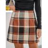 imageCUPSHE Womens High Waist Plaid Skirt Causal Bodycon Pencil Wool Mini Skirts Winter Fall A Line Elegent OutfitsBrick Red