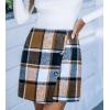 imageCUPSHE Womens High Waist Plaid Skirt Causal Bodycon Pencil Wool Mini Skirts Winter Fall A Line Elegent OutfitsBrown Black