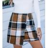 imageCUPSHE Womens High Waist Plaid Skirt Causal Bodycon Pencil Wool Mini Skirts Winter Fall A Line Elegent OutfitsBrown Black