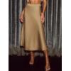 imageCUPSHE Womens Satin Skirt Flowy A Line Cocktail Party Wedding High Waist Long Midi Skirts Fall Summer Vacation OutfitsLight Brown