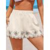 imageCUPSHE Womens Summer Shorts Floral Elastic High Waist Wide Leg Beach Cover Ups Casual Shorts with PocketsBeige