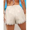 imageCUPSHE Womens Summer Shorts Floral Elastic High Waist Wide Leg Beach Cover Ups Casual Shorts with PocketsBeige