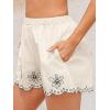 imageCUPSHE Womens Summer Shorts Floral Elastic High Waist Wide Leg Beach Cover Ups Casual Shorts with PocketsBeige