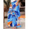 imageCUPSHE Womens Wide Leg Pants Elastic High Waisted Beach Trousers Cotton Linen Summer PalazzoAbstract Blue