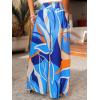 imageCUPSHE Womens Wide Leg Pants Elastic High Waisted Beach Trousers Cotton Linen Summer PalazzoAbstract Blue