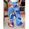 imageCUPSHE Womens Wide Leg Pants Elastic High Waisted Beach Trousers Cotton Linen Summer PalazzoAbstract Blue
