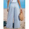 imageCUPSHE Womens Wide Leg Pants Elastic High Waisted Beach Trousers Cotton Linen Summer PalazzoCheckered Blue
