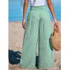 imageCUPSHE Womens Wide Leg Pants Elastic High Waisted Beach Trousers Cotton Linen Summer PalazzoCheckered Green