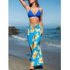 imageCUPSHE Womens Wide Leg Pants Elastic High Waisted Beach Trousers Cotton Linen Summer PalazzoFloral Blue