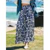 imageCUPSHE Womens Wide Leg Pants Elastic High Waisted Beach Trousers Cotton Linen Summer PalazzoFloral Navy Blue