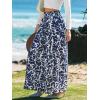 imageCUPSHE Womens Wide Leg Pants Elastic High Waisted Beach Trousers Cotton Linen Summer PalazzoFloral Navy Blue