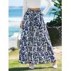 imageCUPSHE Womens Wide Leg Pants Elastic High Waisted Beach Trousers Cotton Linen Summer PalazzoFloral Navy Blue