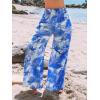 imageCUPSHE Womens Wide Leg Pants Elastic High Waisted Beach Trousers Cotton Linen Summer PalazzoOcean Blue
