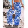 imageCUPSHE Womens Wide Leg Pants Elastic High Waisted Beach Trousers Cotton Linen Summer PalazzoOcean Blue
