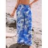 imageCUPSHE Womens Wide Leg Pants Elastic High Waisted Beach Trousers Cotton Linen Summer PalazzoOcean Blue