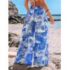 imageCUPSHE Womens Wide Leg Pants Elastic High Waisted Beach Trousers Cotton Linen Summer PalazzoOcean Blue