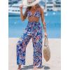 imageCUPSHE Womens Wide Leg Pants Elastic High Waisted Beach Trousers Cotton Linen Summer PalazzoTropical Blue