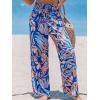 imageCUPSHE Womens Wide Leg Pants Elastic High Waisted Beach Trousers Cotton Linen Summer PalazzoTropical Blue