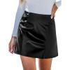imageCUPSHE Skirts Women Faux Leather Mini Skirt Slit High Waist Bodycon Skort Wrap Notched Hem Casual VacationBlack