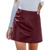 imageCUPSHE Skirts Women Faux Leather Mini Skirt Slit High Waist Bodycon Skort Wrap Notched Hem Casual VacationWine Red