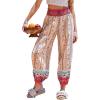 imageCUPSHE Women Pants Smocked Pockets Waist Wide Leg Ruffle Loose Fit Pant Casual BeachPink Floral