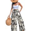 imageCUPSHE Women Pants Tropical Floral Wide Leg Pants Straight Leg Fit Casual DressyBlack