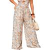 imageCUPSHE Women Wide Leg Pants High Waisted Trousers Linen Palazzo Lounge Beach Cover Ups Flowy PantsFloral Orange