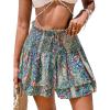 imageCUPSHE Womens Casual Beach Shorts Smocked Waist High Rise Bikini Cover Up Flared Summer ShortsPaisley