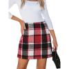 imageCUPSHE Womens High Waist Plaid Skirt Causal Bodycon Pencil Wool Mini Skirts Winter Fall A Line Elegent OutfitsRed