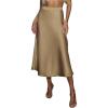 imageCUPSHE Womens Satin Skirt Flowy A Line Cocktail Party Wedding High Waist Long Midi Skirts Fall Summer Vacation OutfitsLight Brown