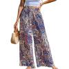 imageCUPSHE Womens Wide Leg Pants Elastic High Waisted Beach Trousers Cotton Linen Summer PalazzoPaisley Red