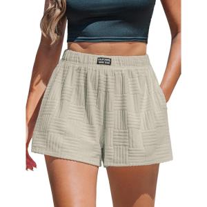 imageCUPSHE Womens Casual Shorts Cotton High Rise Beach Cover Ups Summer Shorts with PocketsBbeige