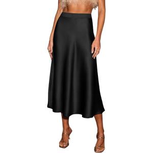 imageCUPSHE Womens Satin Skirt Flowy A Line Cocktail Party Wedding High Waist Long Midi Skirts Fall Summer Vacation OutfitsBlack