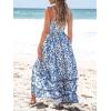 imageCUPSHE Summer Dress for Women V Neck Sleeveless Floral Cutout Smocked Ruffled Maxi Formal Beach DressBlue Floral