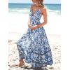 imageCUPSHE Summer Dress for Women V Neck Sleeveless Floral Cutout Smocked Ruffled Maxi Formal Beach DressBlue Floral