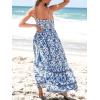 imageCUPSHE Summer Dress for Women V Neck Sleeveless Floral Cutout Smocked Ruffled Maxi Formal Beach DressBlue Floral